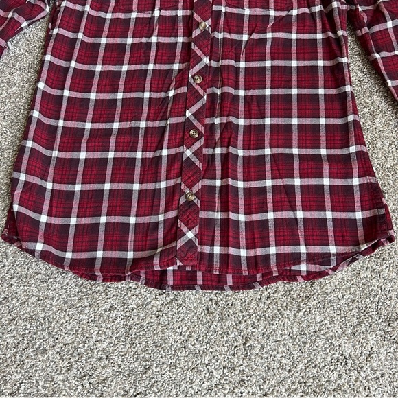 Eddie Bauer Burgundy Classic Fit Plaid Long Sleeve Button Up Shirt, Size Small - Picture 5 of 11